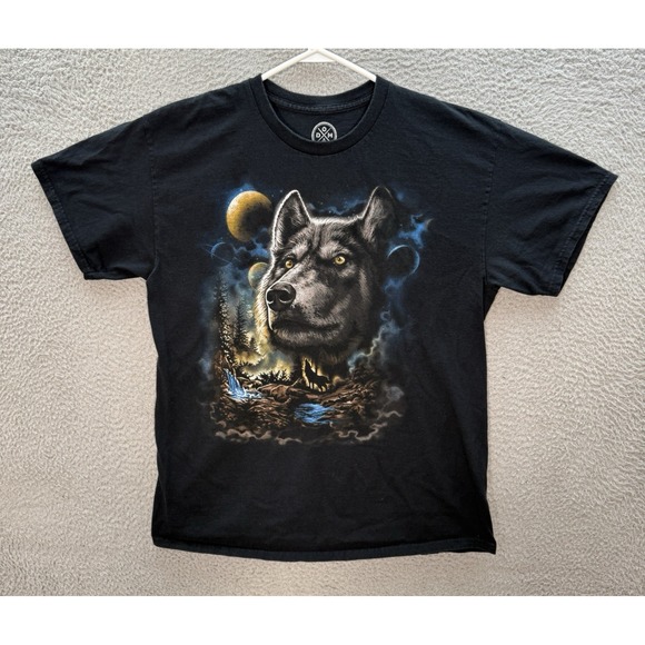 Dom Other - DOM Shirt Adult Large Black Nature Wildlife Wolf Grunge Skater Retro Graphic Tee